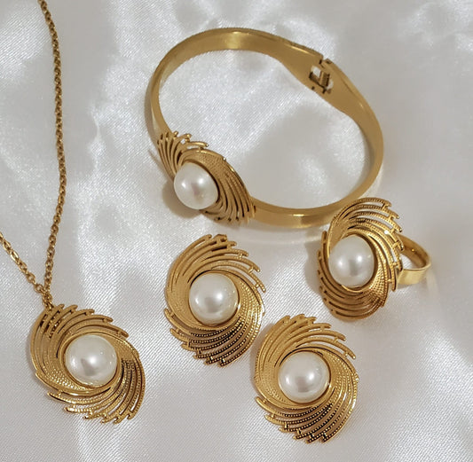 Set de collar 5 pcs Remolino Dorado