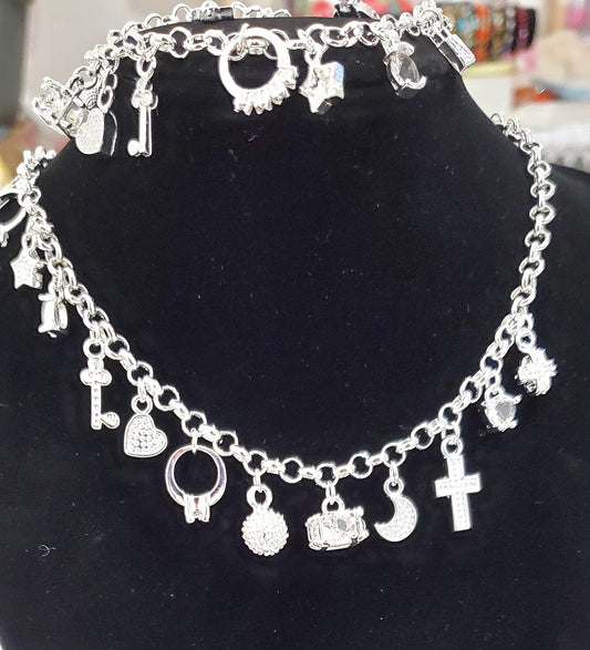 Real S925 Silver Necklaces and Bracelets W Charm