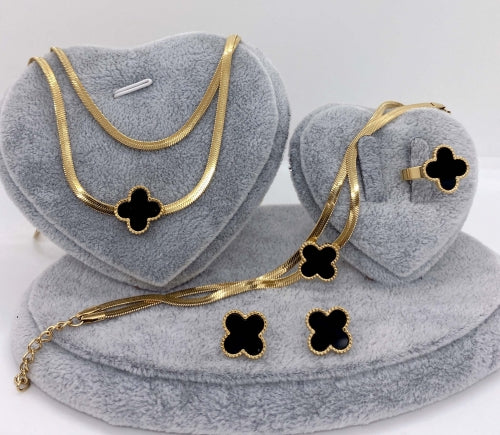 Set de Collar Trevol Doble Cadena