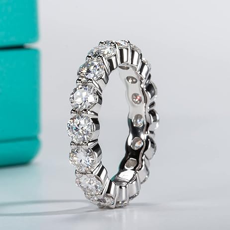 Moissanite Eternity Ring, Round/Emerald Cut, 2ct