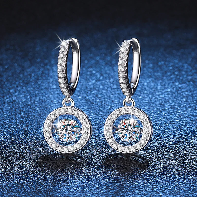 Certified Moissanite 1ct. Silver Drop Hoop Earrings