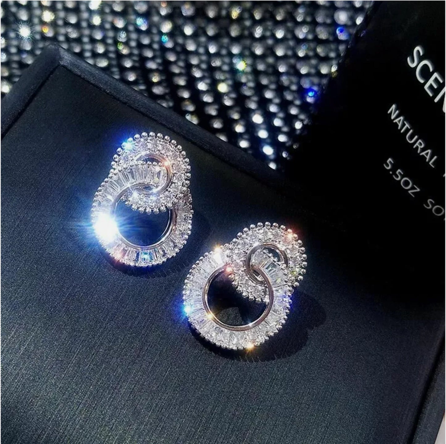 18K White Gold Diamond Double Circle Earrings