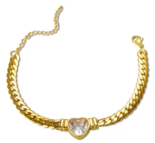 18K Gold Plated  Zircon Heart Bracelet