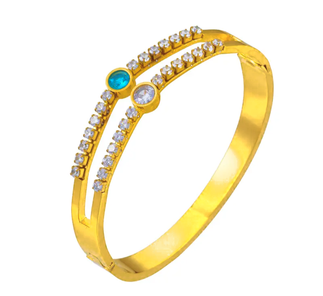 Double Row Diamond Gold Plated Bracelet