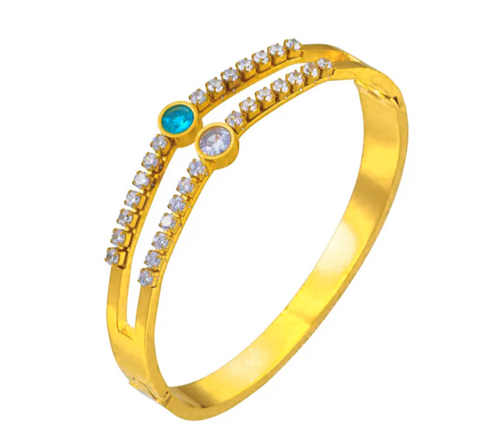 Double Row Diamond Gold Plated Bracelet