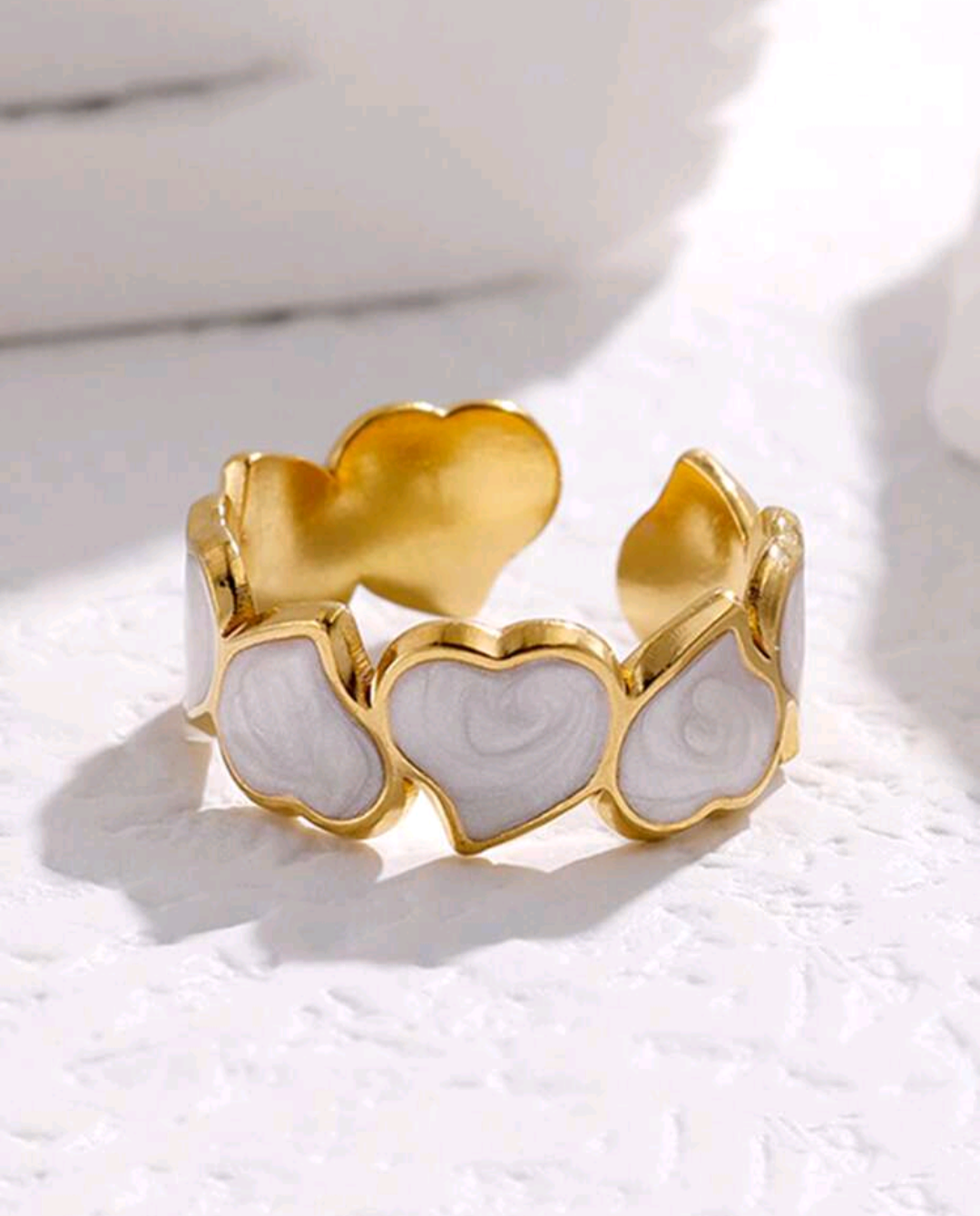 Myrna  18K Gold Plated Enameled Heart Ring