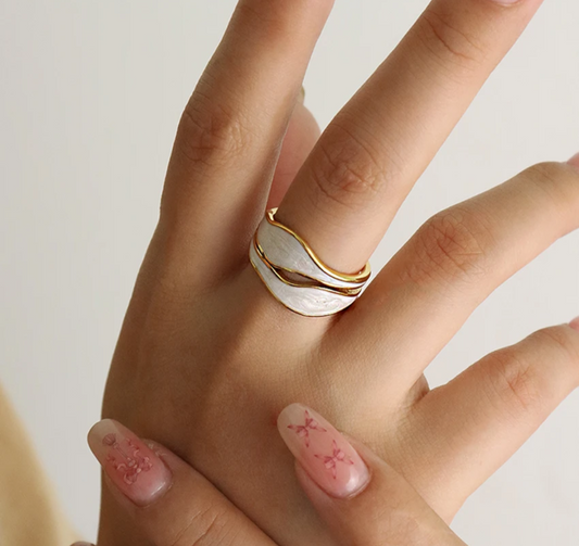 18K Gold Plated Stainless Steel White Gold Ring