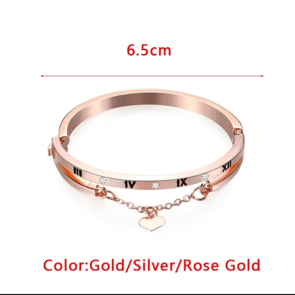 Pulsera de lujo de acero inoxidable en oro rosa