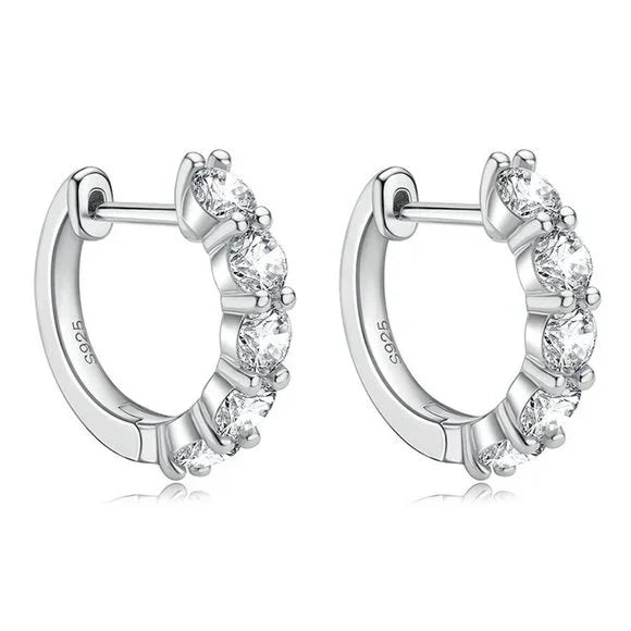 Moissanite 3ct Round Diamond hop Earrings,18K White Gold Sterling Silver