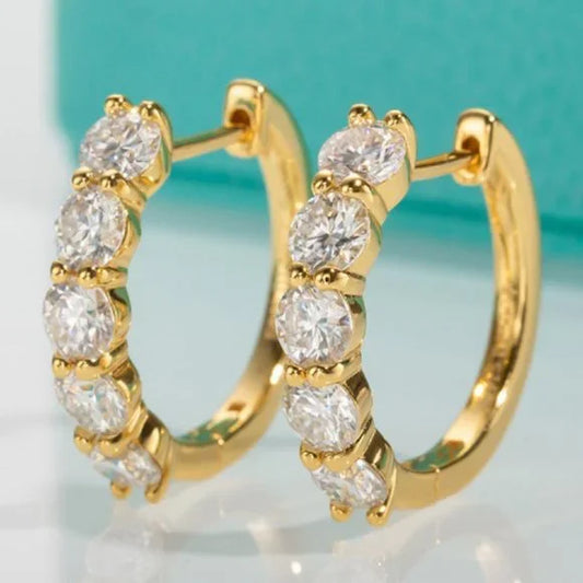 Moissanite 3 ct  Huggie Hoop  18K Finish Gold Eearrings