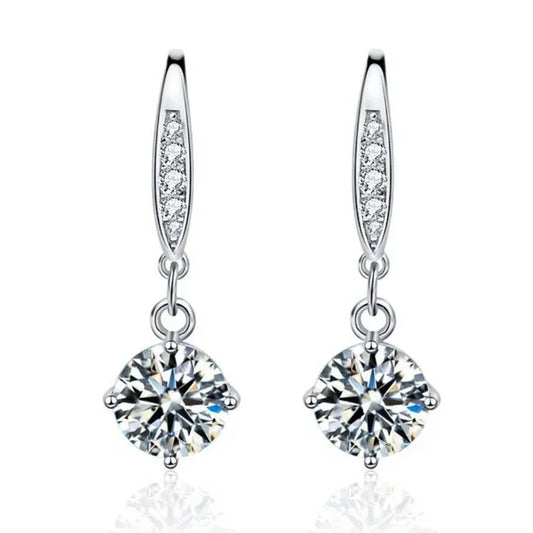 Certified Moissanite 2 ct Drop Earring S925 Sterling Silver