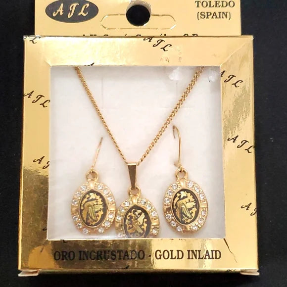 Necklace Set 3 pcs 24K Gold Damascene Toledo Spain