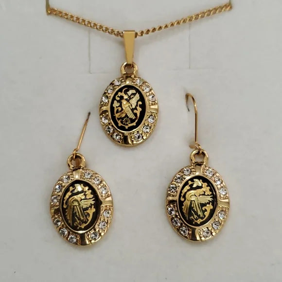 Necklace Set 3 pcs 24K Gold Damascene Toledo Spain