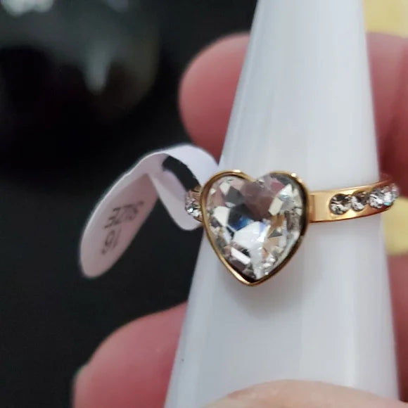 Anillos de Corazon de diamantes de imitación