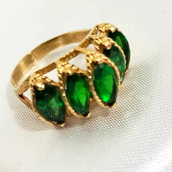 Emerald 2 14k Solid Gold Ring