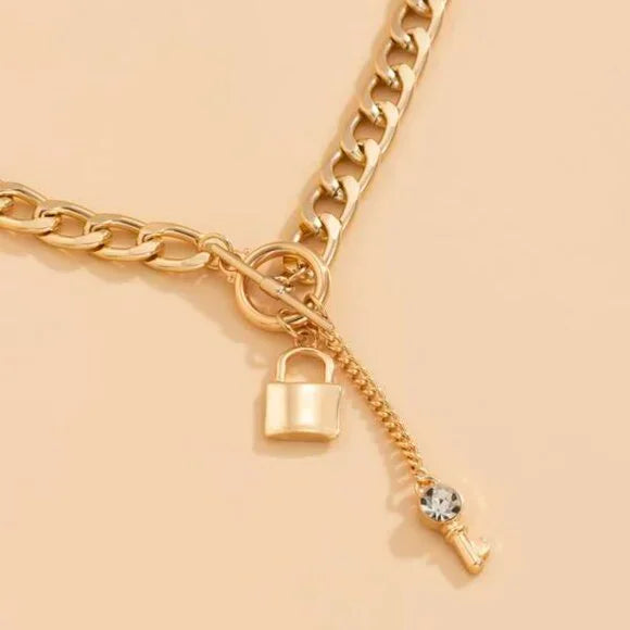 Lock & Key Pendant Chain Necklace