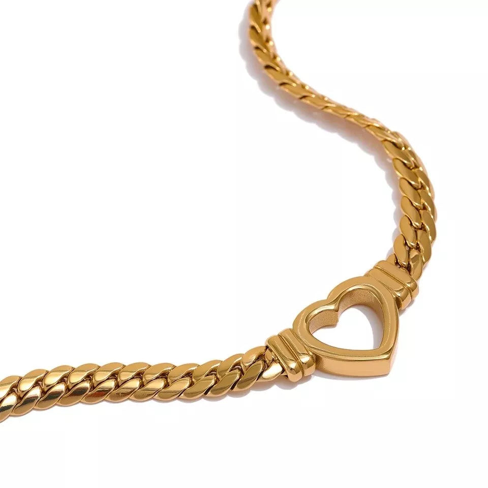 18k Yellow Gold Plated Jewelry Heart Necklace