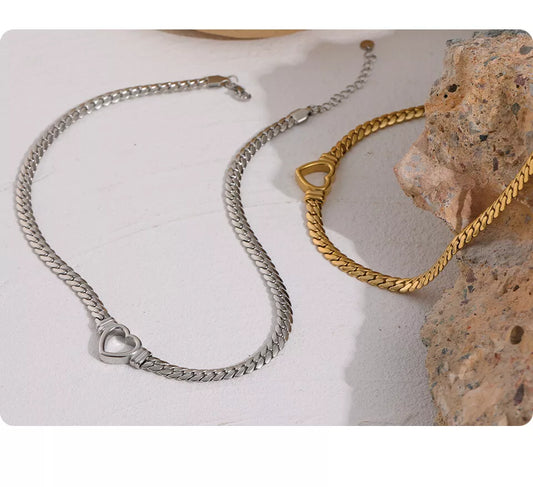 18k Silver Gold Plated  Heart Necklace